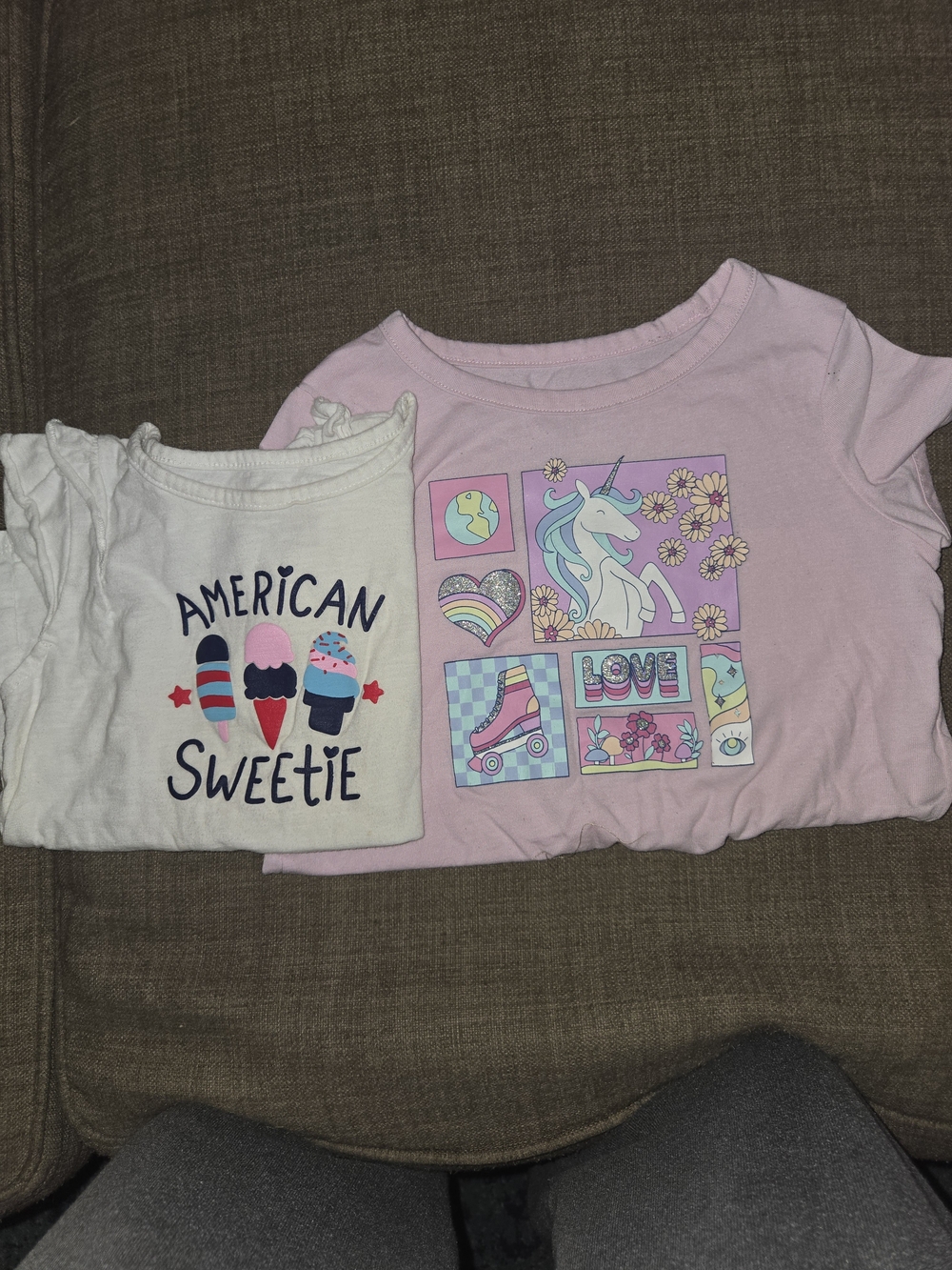 jumping beans Pink and White Heart & Rainbow Graphic Tees